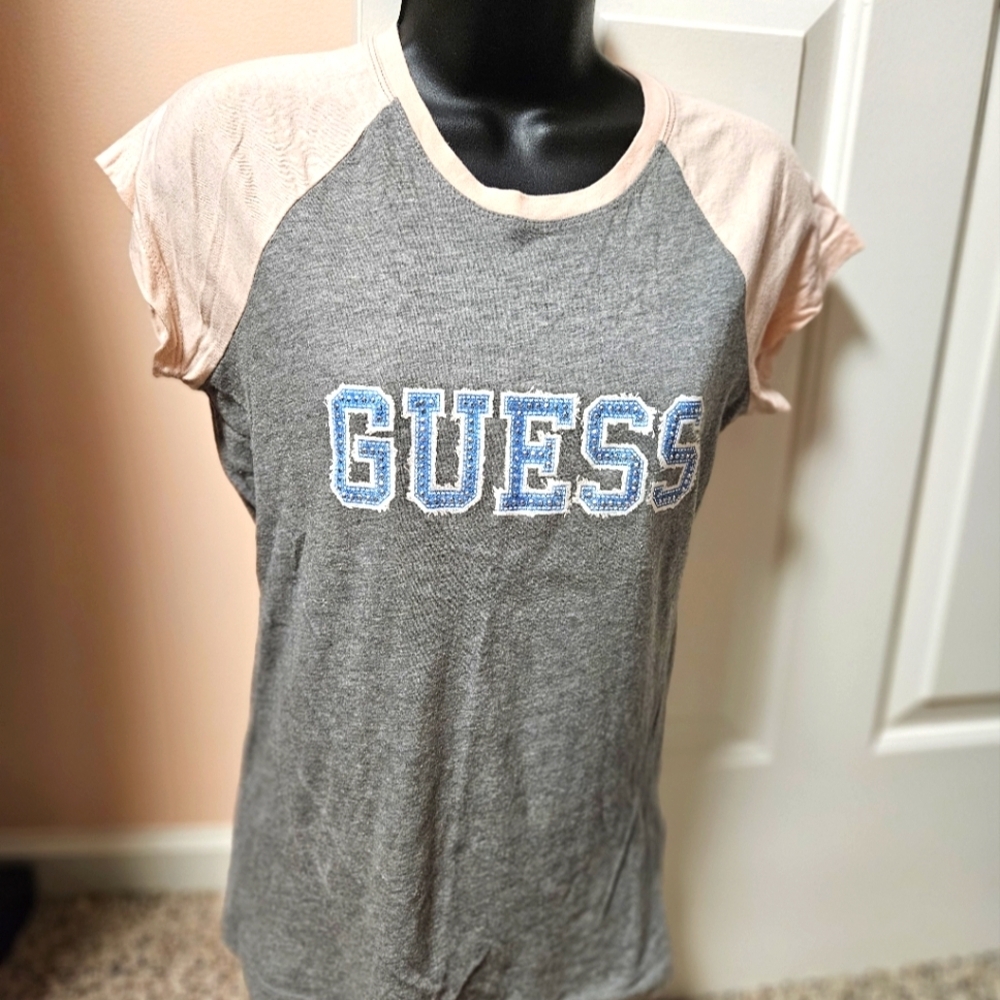GUESS Embellished Cap Sleeve T-shirt